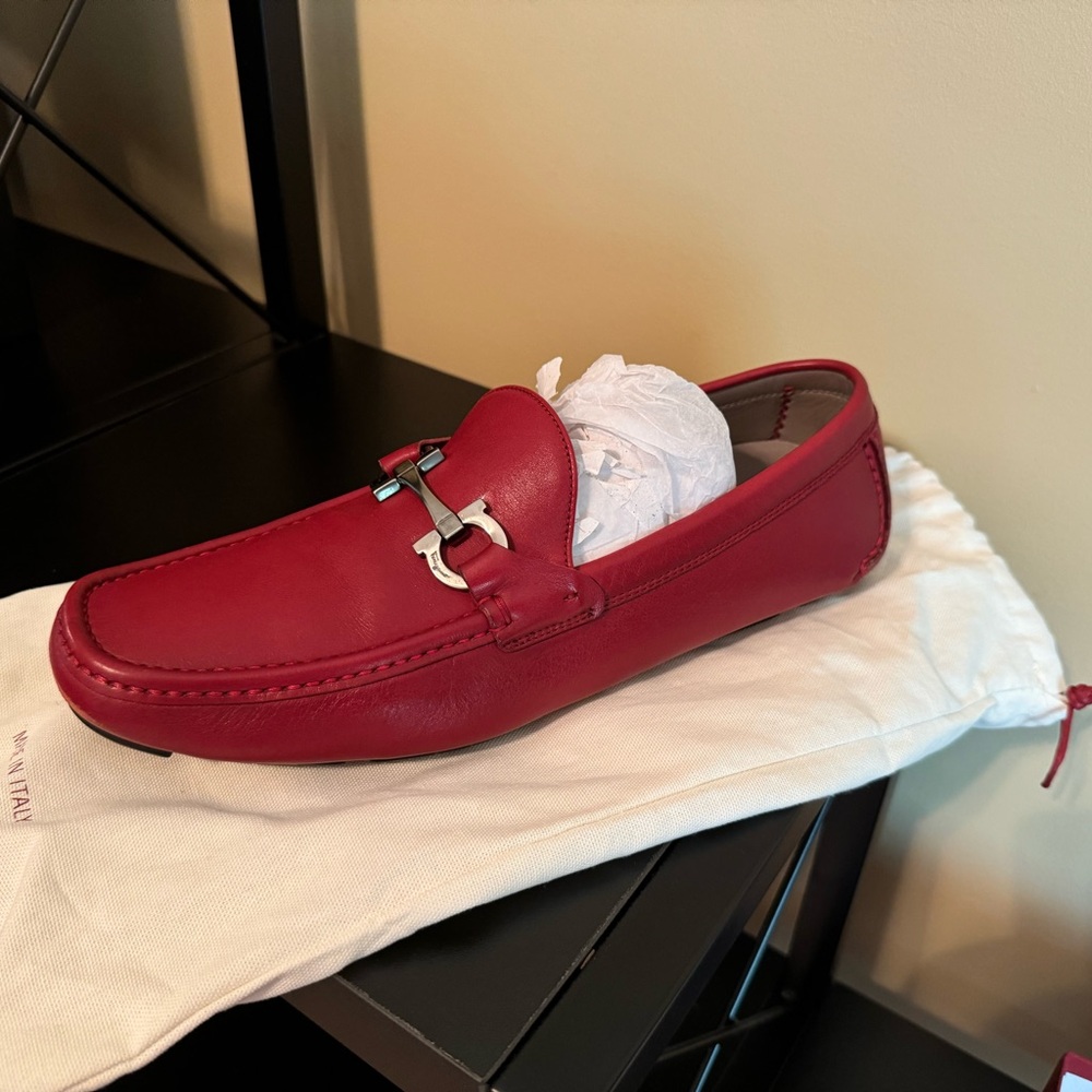 Salvatore Ferragamo red men’s shoes, size 10